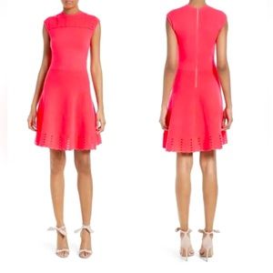 NWT $300 Ted Baker London Zaralie Jacquard Panel Skater Dress Sz 3 USA Sz 8